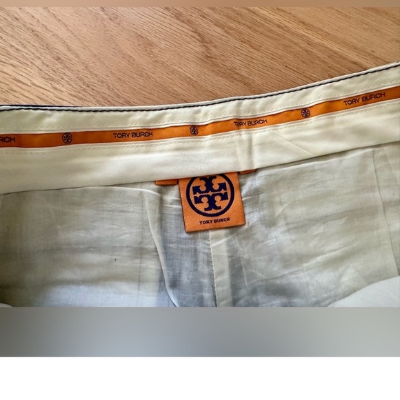 Tory Burch navy and white leather tie dye shorts sz 6 - Picture 3 of 10